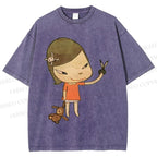 Unisex Yoshitomo Nara Girl Printed Washed Tee