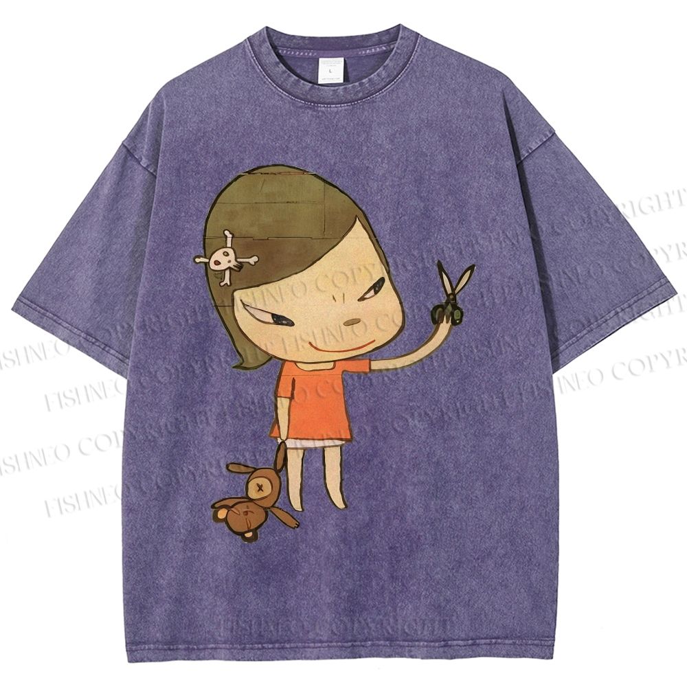 Unisex Yoshitomo Nara Girl Printed Washed Tee