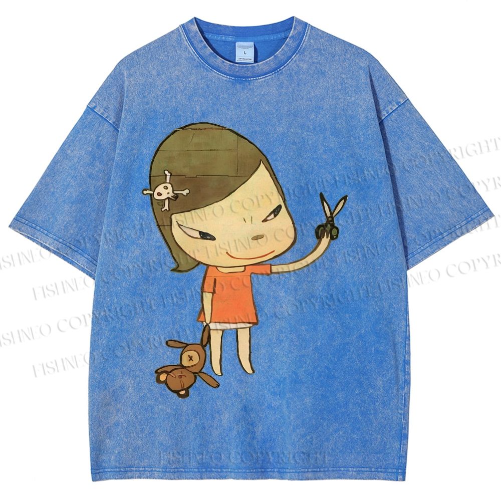 Unisex Yoshitomo Nara Girl Printed Washed Tee