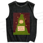 Unisex Yoshitomo Nara Christmas Printed Washed Tank Top