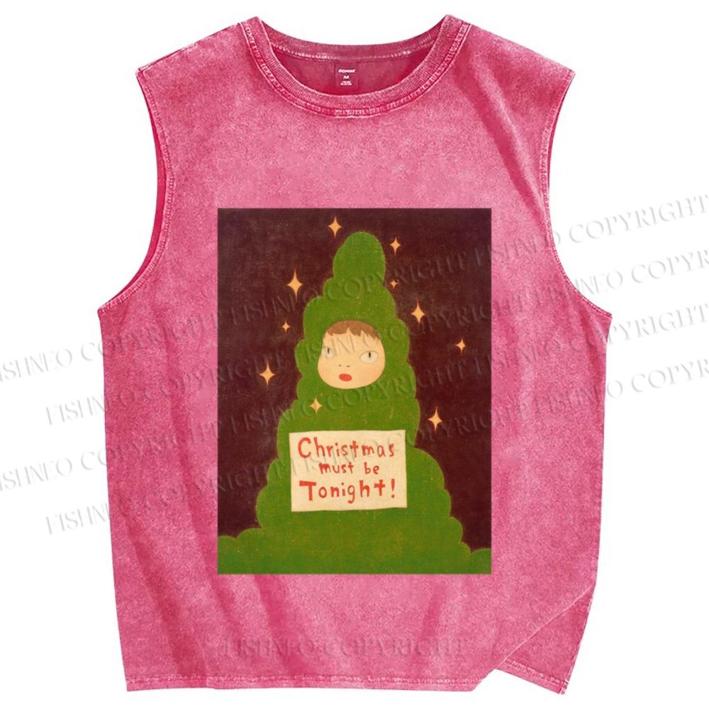 Unisex Yoshitomo Nara Christmas Printed Washed Tank Top