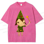 Unisex Yoshitomo Nara Christmas Tree Printed Washed Tee