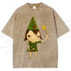Unisex Yoshitomo Nara Christmas Tree Printed Washed Tee