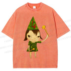 Unisex Yoshitomo Nara Christmas Tree Printed Washed Tee
