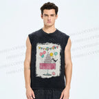 Unisex Tuxedo Cat Having a Party Printed Washed Tank Top