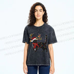 Unisex Black Cat Christmas String lights Printed Washed Tee