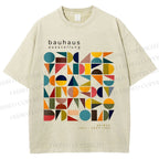 Unisex Bauhaus Colored Geometry Printed Washed Tee