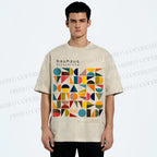 Unisex Bauhaus Colored Geometry Printed Washed Tee