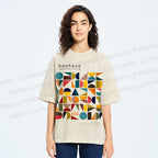 Unisex Bauhaus Colored Geometry Printed Washed Tee