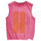 Unisex Bauhaus Geometric Lines Printed Washed Tank Top