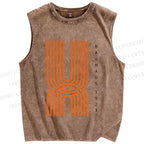 Unisex Bauhaus Geometric Lines Printed Washed Tank Top
