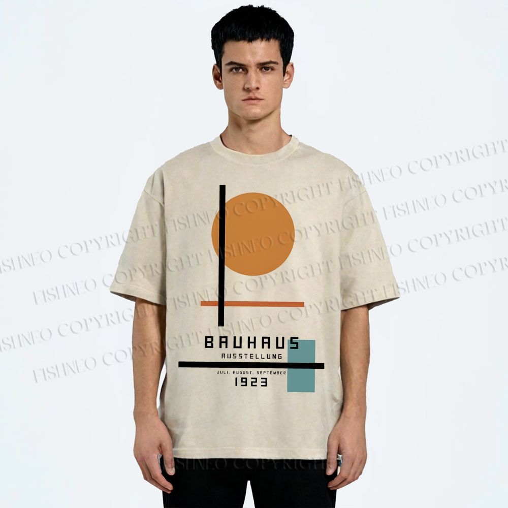 Unisex Bauhaus Geometry Printed Washed Tee