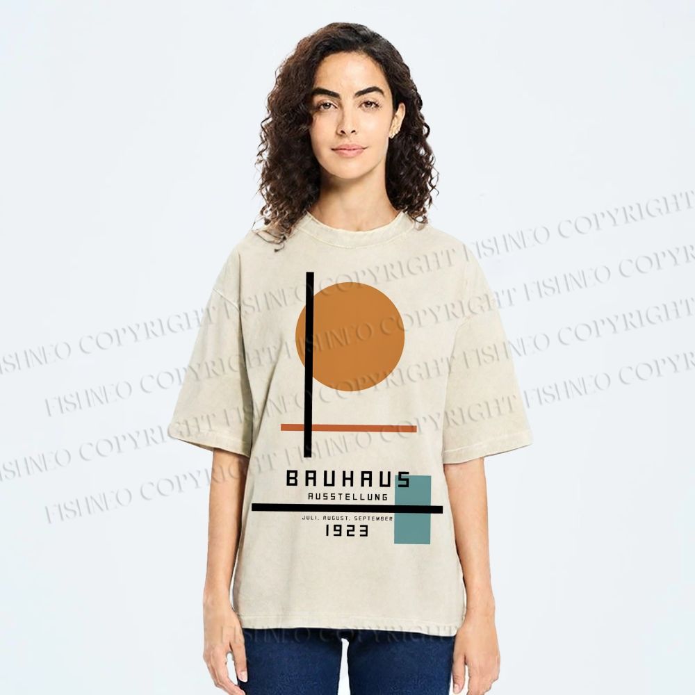 Unisex Bauhaus Geometry Printed Washed Tee