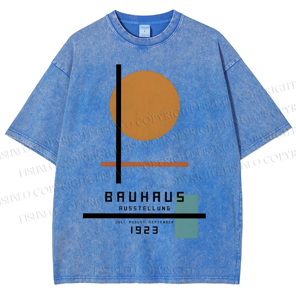 Unisex Bauhaus Geometry Printed Washed Tee