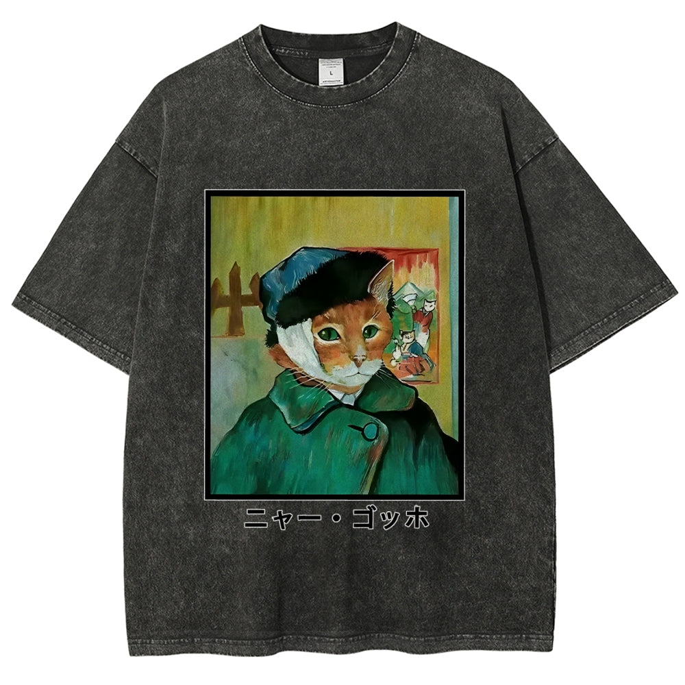 Meow Gogh Washed T-Shirt
