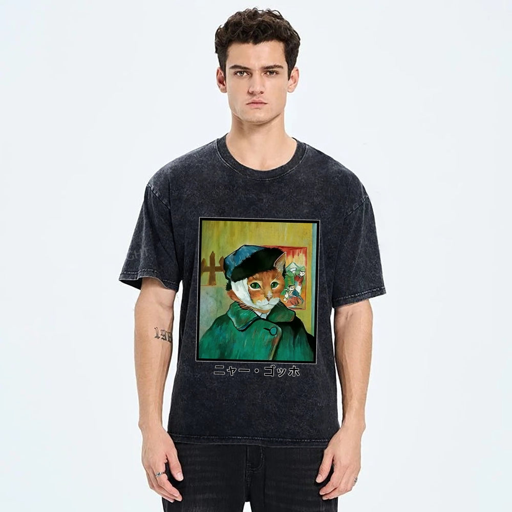 Meow Gogh Washed T-Shirt