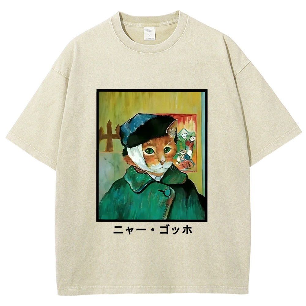 Meow Gogh Washed T-Shirt