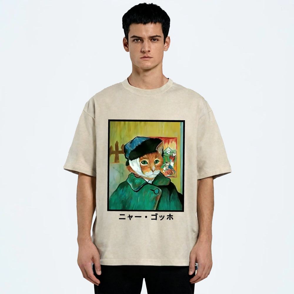 Meow Gogh Washed T-Shirt