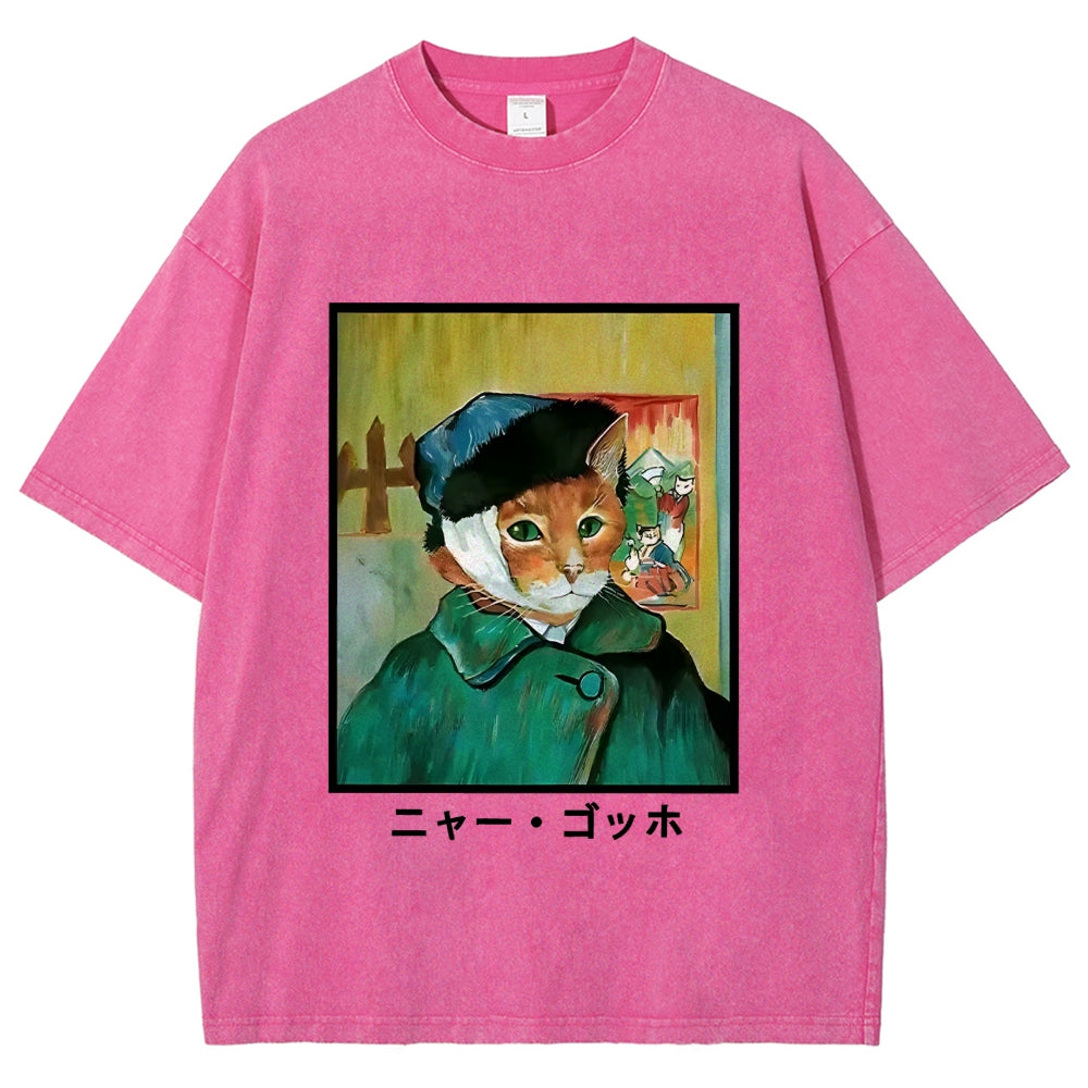Meow Gogh Washed T-Shirt