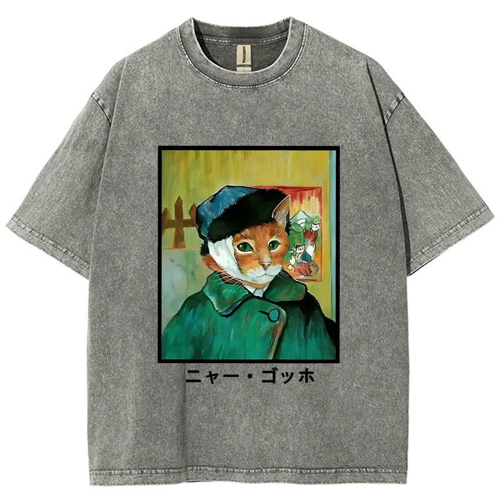 Meow Gogh Washed T-Shirt