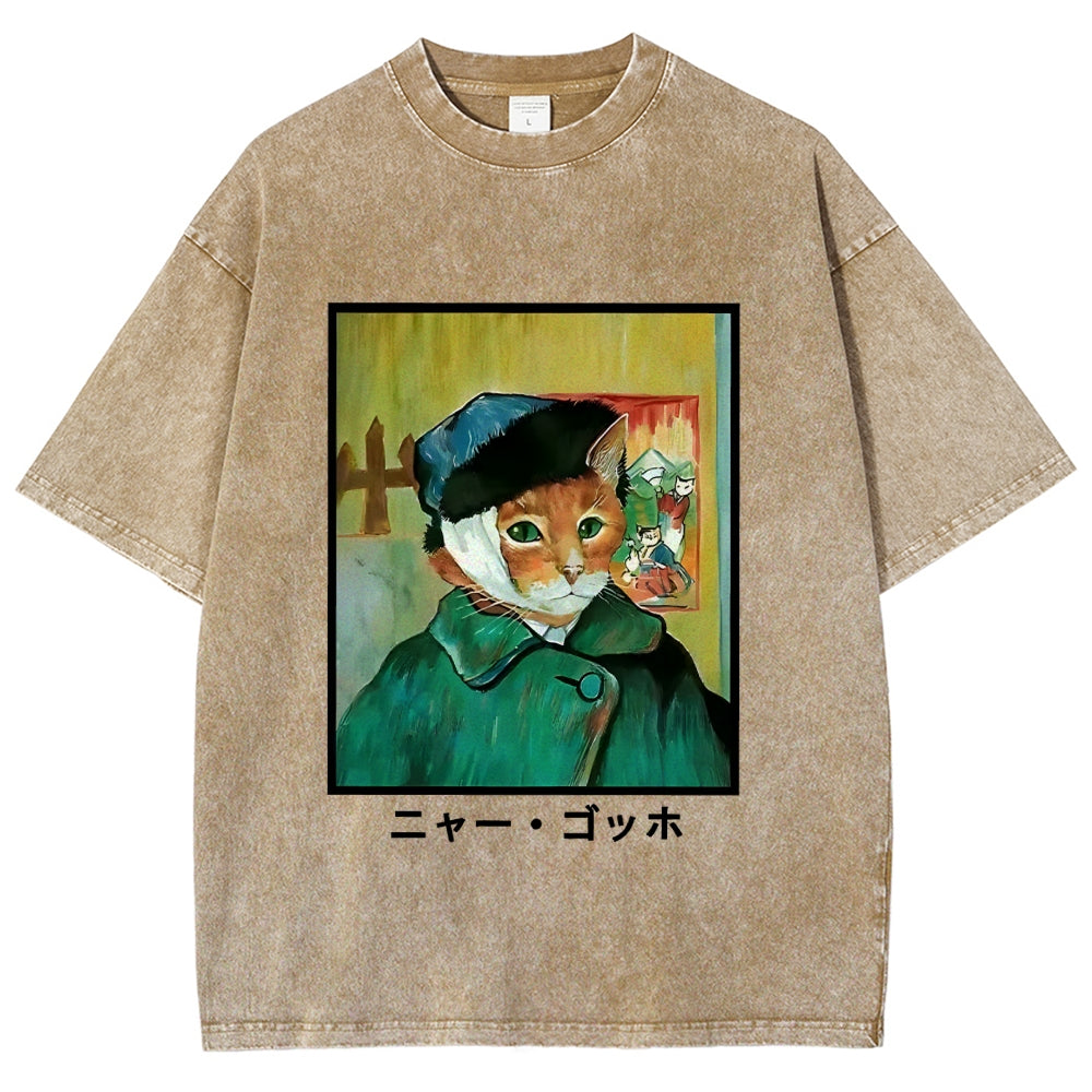Meow Gogh Washed T-Shirt
