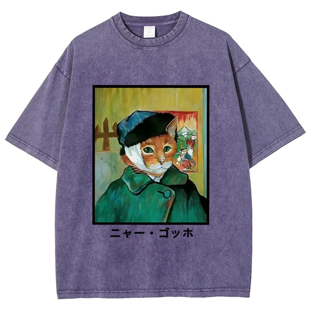 Meow Gogh Washed T-Shirt