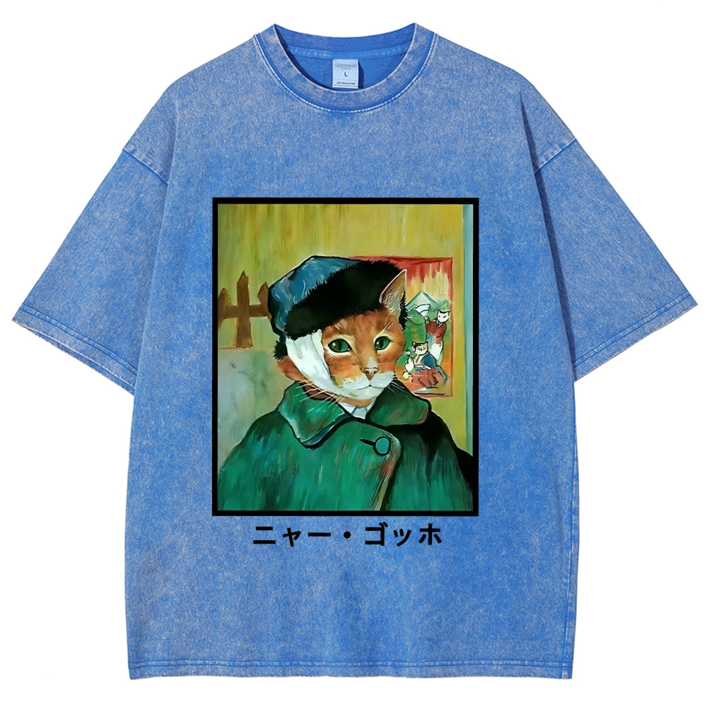 Meow Gogh Washed T-Shirt