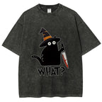 Halloween Back Cat Washed T-Shirt