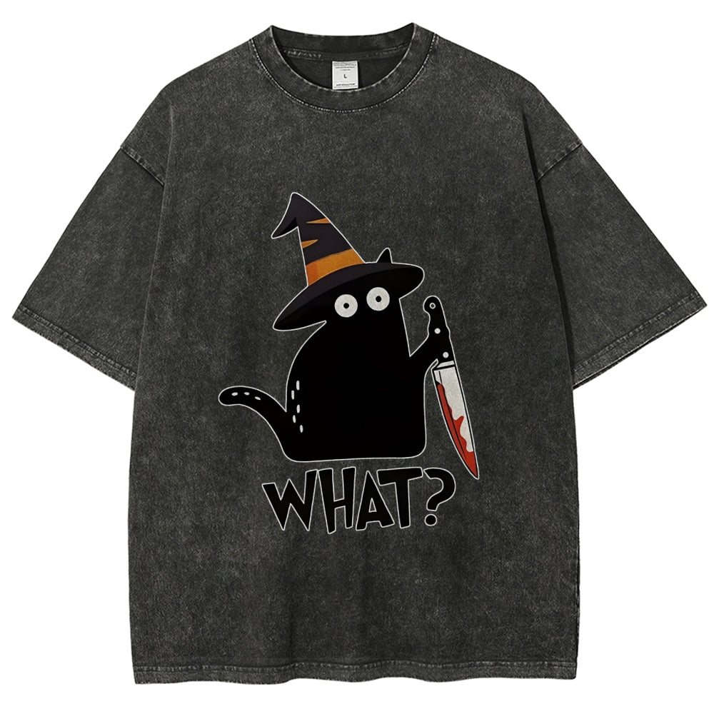 Halloween Back Cat Washed T-Shirt