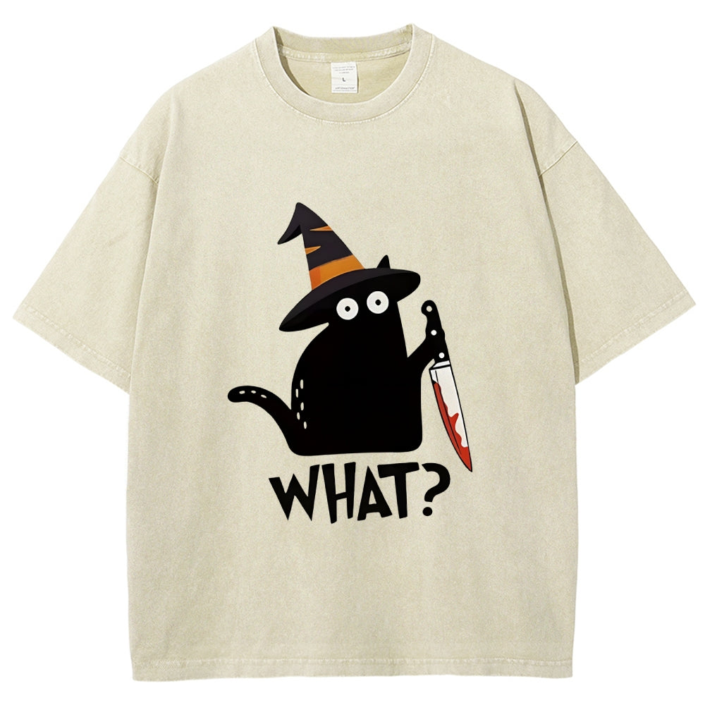 Halloween Back Cat Washed T-Shirt