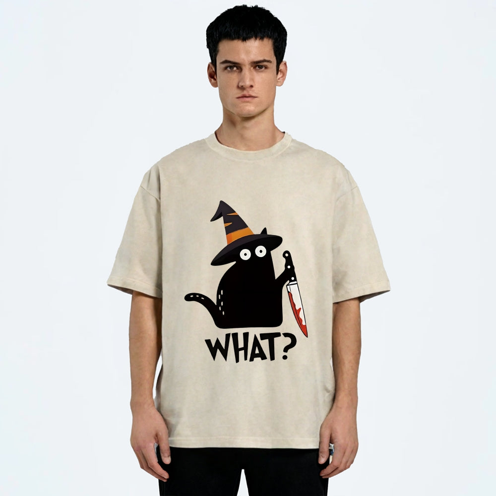 Halloween Back Cat Washed T-Shirt