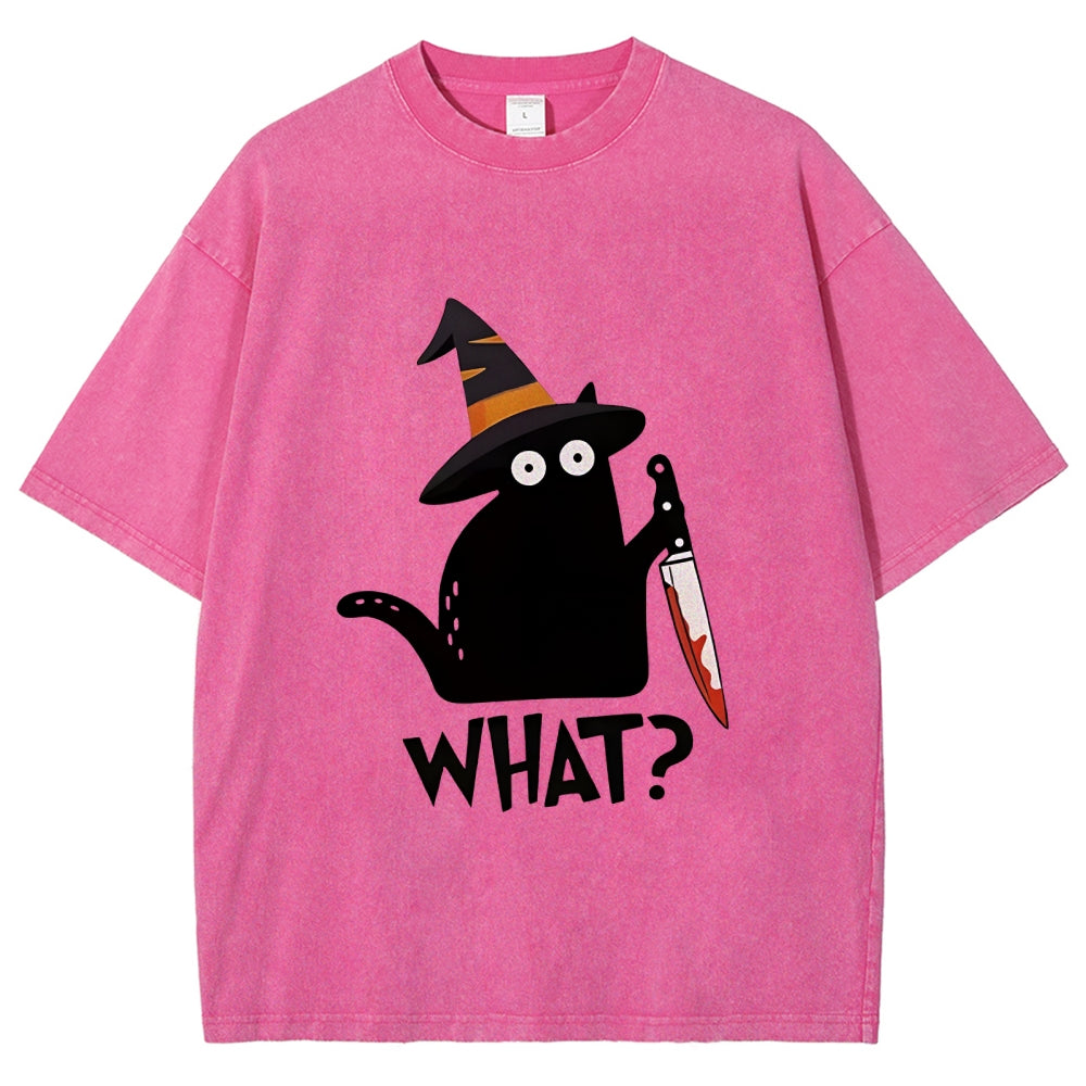 Halloween Back Cat Washed T-Shirt