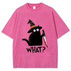 Halloween Back Cat Washed T-Shirt