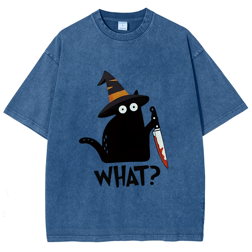 Halloween Back Cat Washed T-Shirt