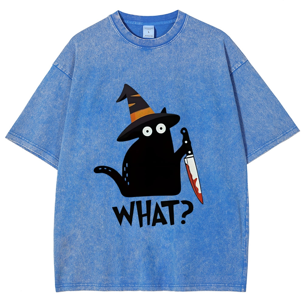 Halloween Back Cat Washed T-Shirt