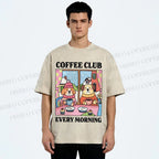 Unisex Coffee Club Every Morning Printed Washed Tee
