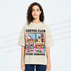 Unisex Coffee Club Every Morning Printed Washed Tee