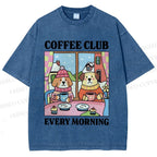 Unisex Coffee Club Every Morning Printed Washed Tee