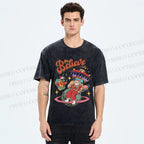 Unisex Christmas Santa With ET Printed Washed Tee