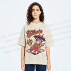 Unisex Christmas Santa With ET Printed Washed Tee