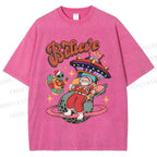 Unisex Christmas Santa With ET Printed Washed Tee