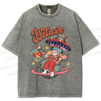 Unisex Christmas Santa With ET Printed Washed Tee
