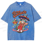 Unisex Christmas Santa With ET Printed Washed Tee