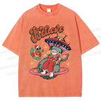 Unisex Christmas Santa With ET Printed Washed Tee