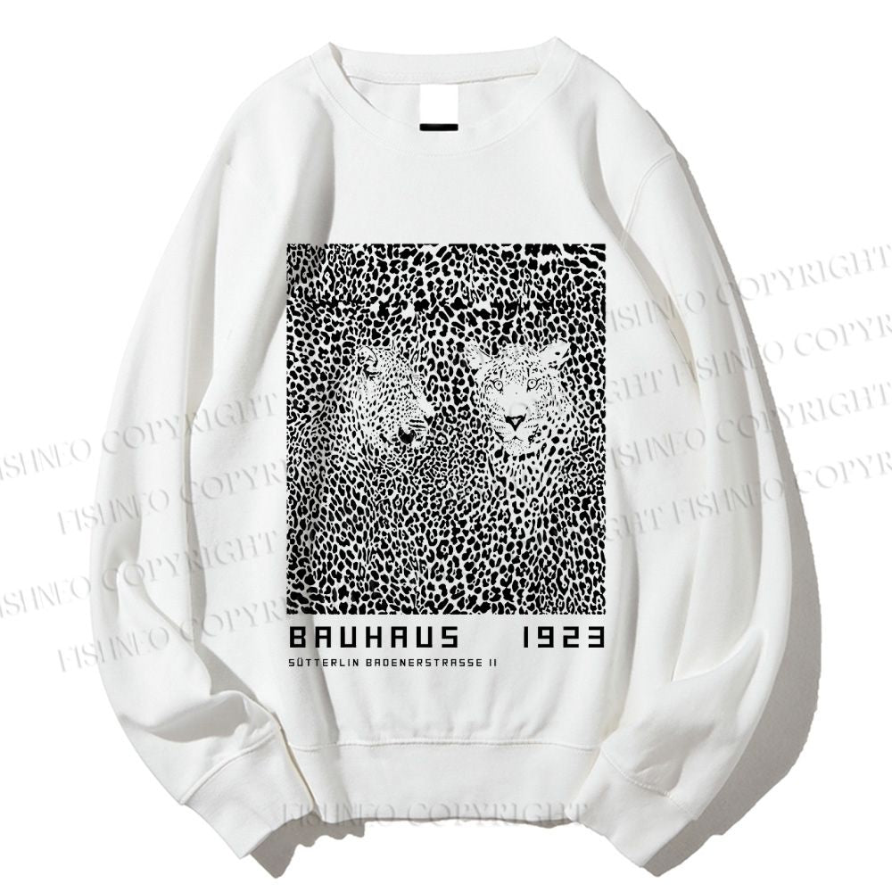 Unisex Bauhaus Style Leopard Printed Sweatshirt