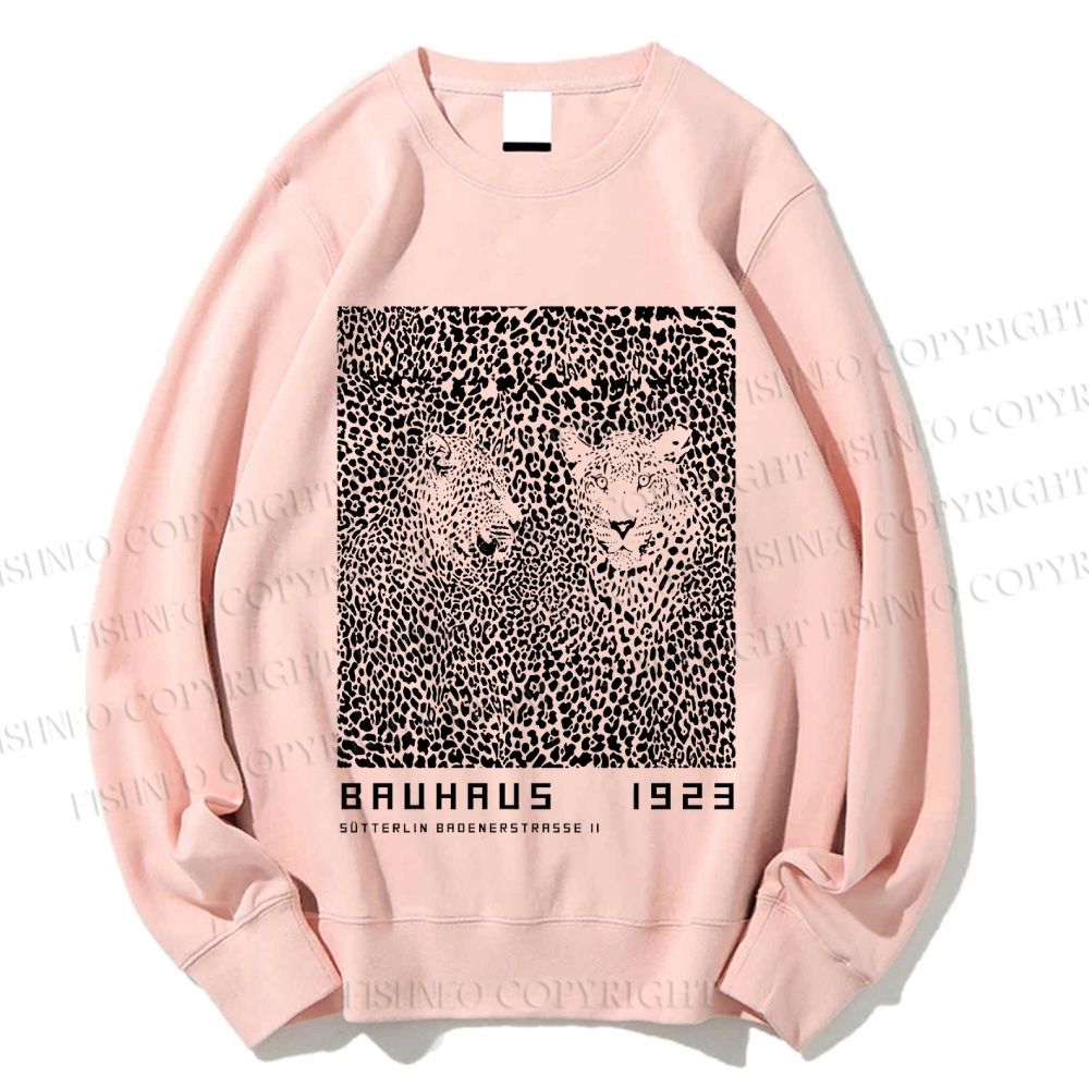 Unisex Bauhaus Style Leopard Printed Sweatshirt