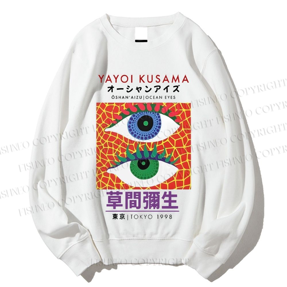 Unisex Yayoi Kusama Abstract Eye Art Vintage Printed Sweatshirt
