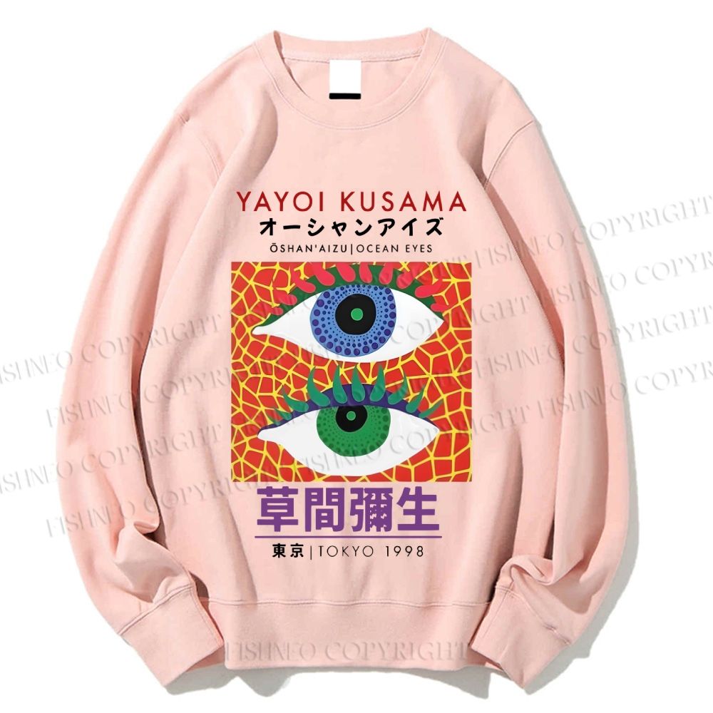Unisex Yayoi Kusama Abstract Eye Art Vintage Printed Sweatshirt