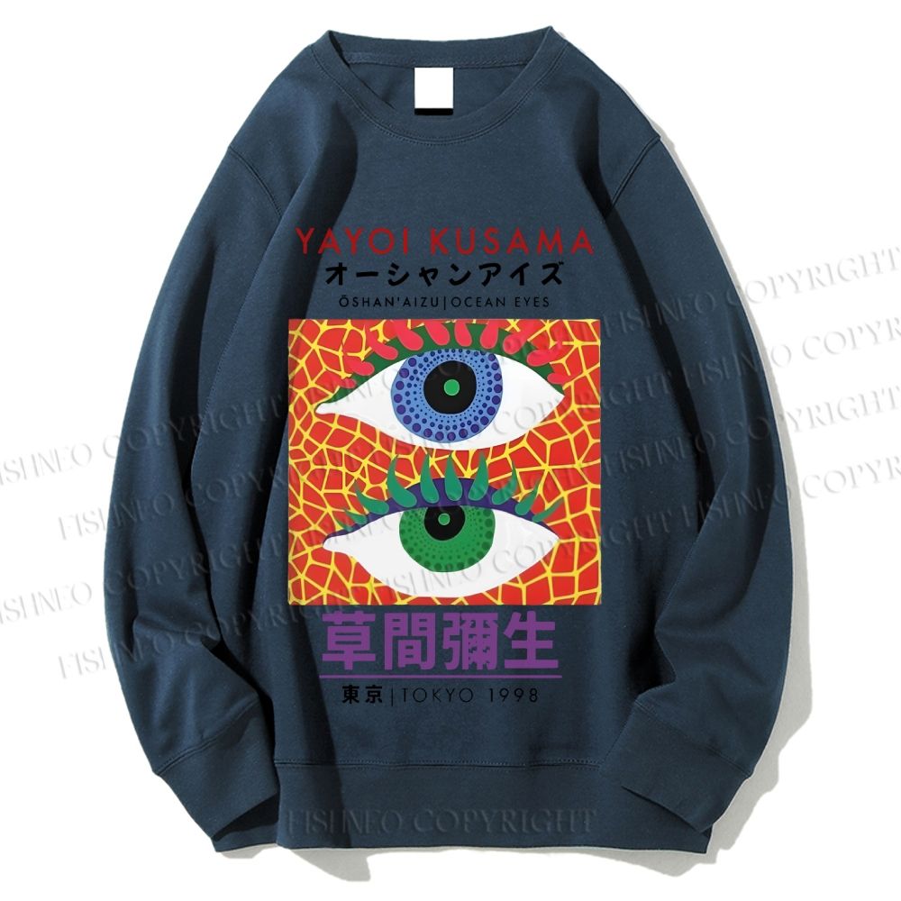 Unisex Yayoi Kusama Abstract Eye Art Vintage Printed Sweatshirt