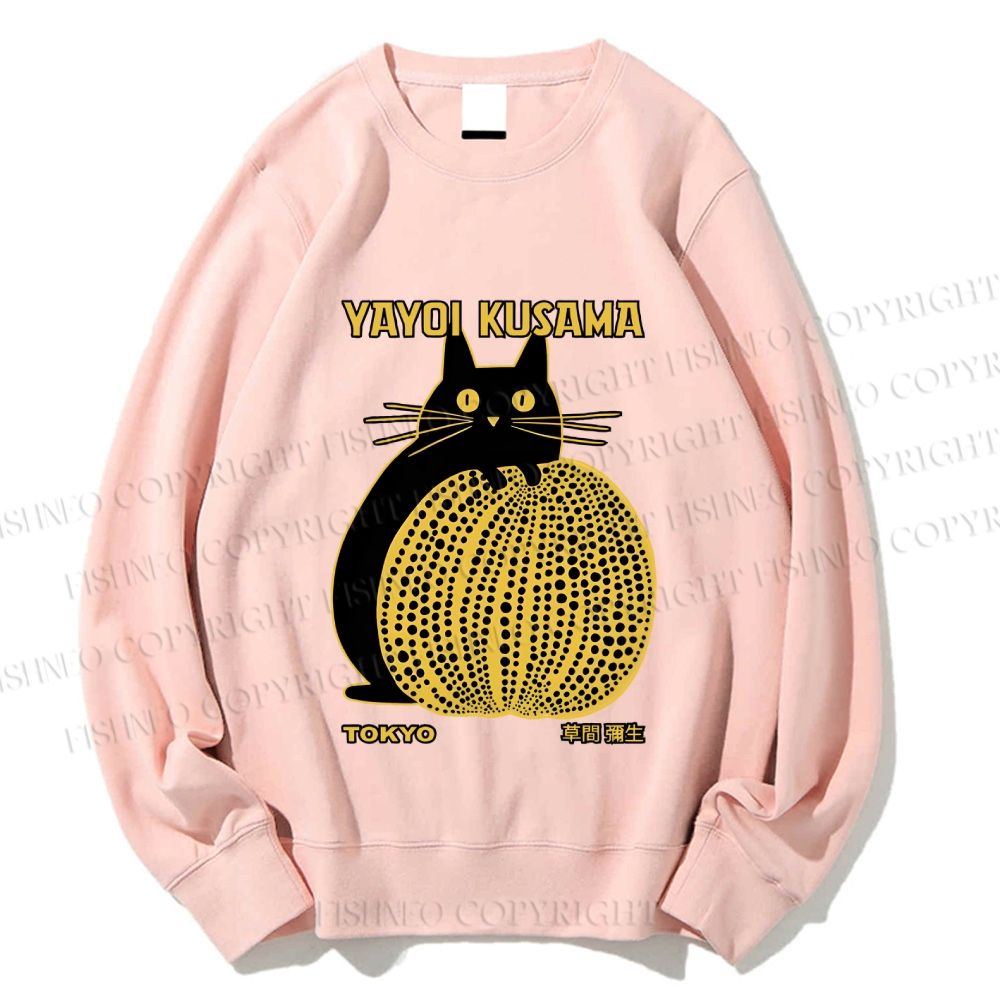 Unisex  Japanese Yayoi Kusama Pumpkin Cat Printed Sweatshirt